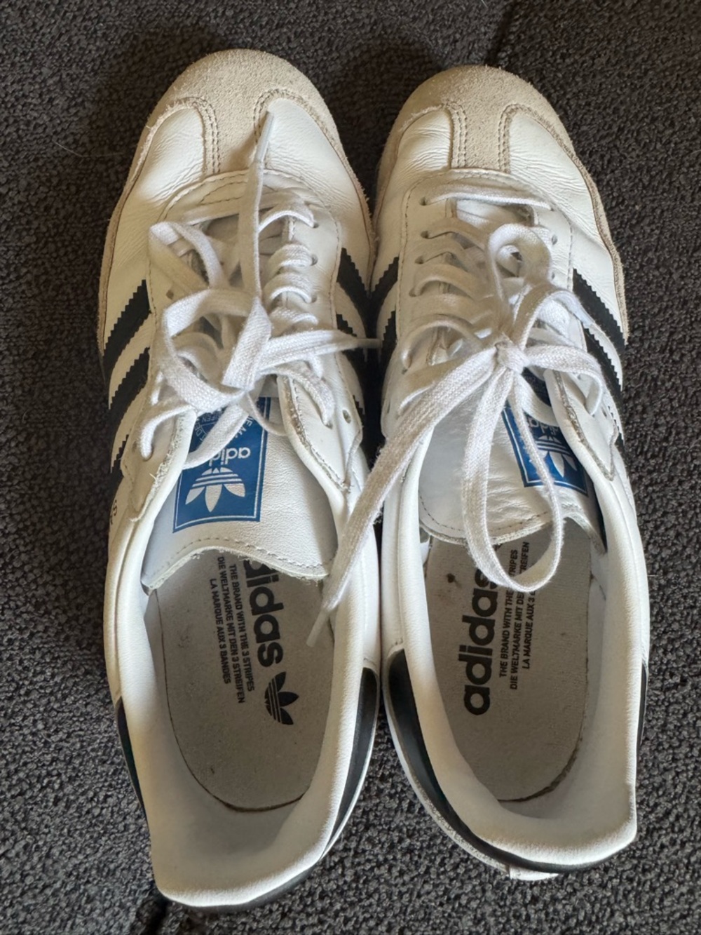 adidas White Samba Sneakers with Black Accents